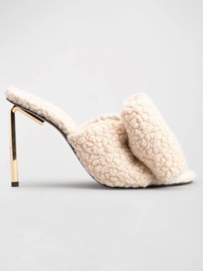 Off-White Allen Shearling Bow Stiletto Mules